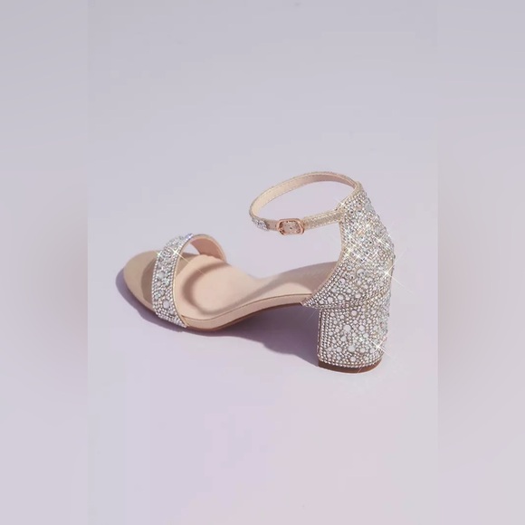 David’s bridal Allover Crystal Glitter Block Heel Sandals 7.5 - Picture 2 of 6
